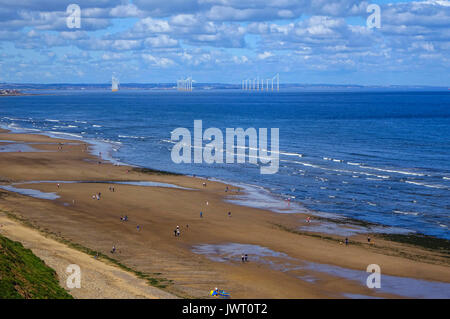 Redcar, Tees-side Wind Farm vu de Saltburn by the Sea, Yorkshire du Nord Banque D'Images