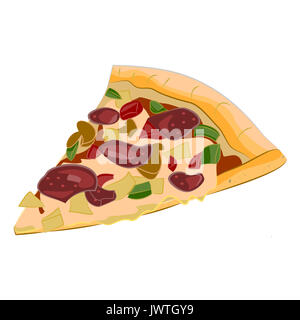 Image de viandes pizzas créative. L'icône Cartoon pizza italienne. Une tranche de pizza pour la conception. Banque D'Images