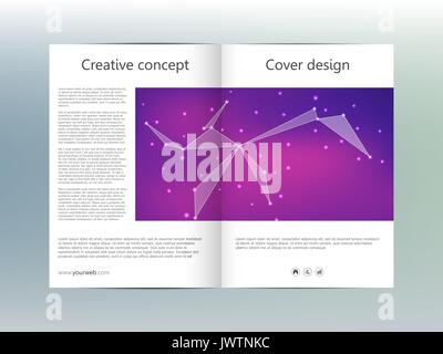 Plié en deux, de disposition du modèle circulaire, couvrir, rapport annuel, magazine en format A4. Structure des particules moléculaires et atom. Résumé fond polygonales. Vector illustration. Illustration de Vecteur