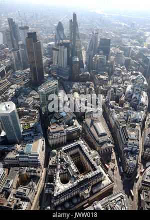 Vue aérienne de la Banque d'Angleterre à l'égard de la ville de Londres Banque D'Images