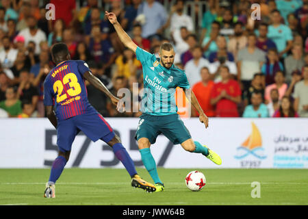 Barcelone, Espagne. 13e Août 2017. Karim Benzema du Real Madrid en Espagne durant la Super Cup match de football entre le FC Barcelone et le Real Madrid le 13 août 2017 au Camp Nou à Barcelone, Espagne. Credit : Manuel Blondeau/ZUMA/Alamy Fil Live News Banque D'Images