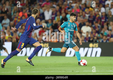 Barcelone, Espagne. 13e Août 2017. Marco Asensio du Real Madrid en Espagne durant la Super Cup match de football entre le FC Barcelone et le Real Madrid le 13 août 2017 au Camp Nou à Barcelone, Espagne. Credit : Manuel Blondeau/ZUMA/Alamy Fil Live News Banque D'Images