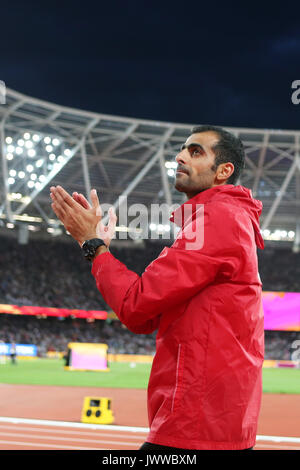 Londres, Royaume-Uni. 13 août 2017. Majd Eddin GHAZAL (Syrie) 3e dans l'épreuve du saut en hauteur à la finale des Championnats du monde IAAF 2017, Queen Elizabeth Olympic Park, Stratford, London, UK. Crédit : Simon Balson/Alamy Live News Banque D'Images