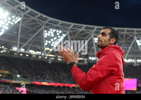 Londres, Royaume-Uni. 13 août 2017. Majd Eddin GHAZAL (Syrie) 3e dans l'épreuve du saut en hauteur à la finale des Championnats du monde IAAF 2017, Queen Elizabeth Olympic Park, Stratford, London, UK. Crédit : Simon Balson/Alamy Live News Banque D'Images