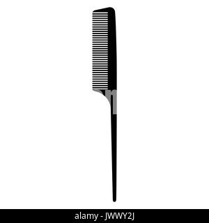 Vector illustration silhouette noire de l'icône peigne isolé sur fond blanc. Salon de coiffure peigne à cheveux. Signe de beauté, de symboles Illustration de Vecteur