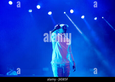 BENICASSIM, ESPAGNE - 14 juil : Major Lazer (electronic music band composé de producteur Diplo, Jillionaire et Walshy Fire) produisent en concert à F Banque D'Images