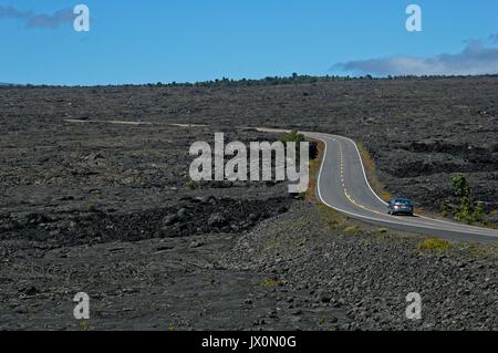 Paysage le long de la chaîne de cratères Road dans le parc national des volcans Banque D'Images