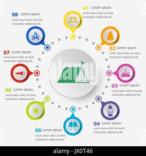 Infographic template avec icônes, vecteur stock camping Illustration de Vecteur