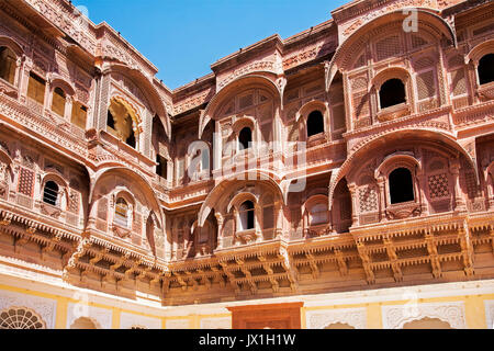 L'intérieur du fort de Mehrangarh de Jodhpur Rajasthan Inde Banque D'Images