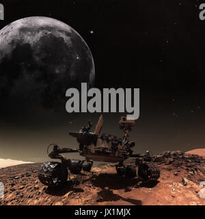 Rover Curiosity explorant la surface de Mars. Banque D'Images