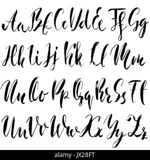 Élégant dessiné à la main font de calligraphie. Pinceau moderne le lettrage. Grunge style alphabet. Vector illustration. Illustration de Vecteur