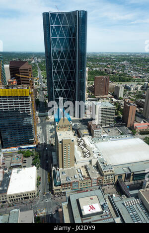 L'hôtel Hyatt Regency et la proue du bâtiment gratte-ciel dans la rue du centre de la tour de Calgary Calgary Alberta Canada Banque D'Images