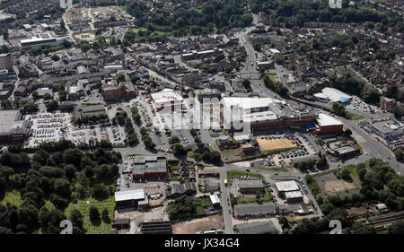 Vue aérienne du centre-ville de Pontefract, dans le Yorkshire, UK Banque D'Images