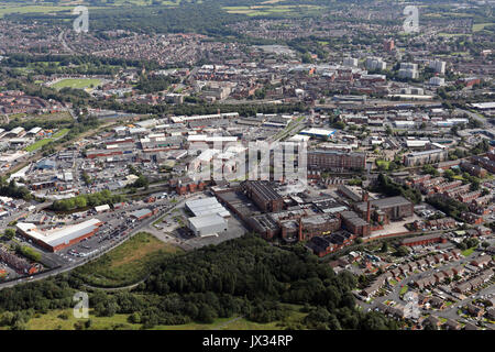 Vue aérienne du centre-ville de Wigan, Lancashire, UK Banque D'Images