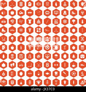 100 icônes personne bien orange hexagonale Illustration de Vecteur