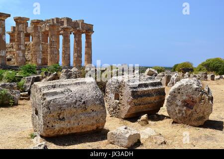 Des temples grecs antiques à Sélinonte, Sicile Banque D'Images