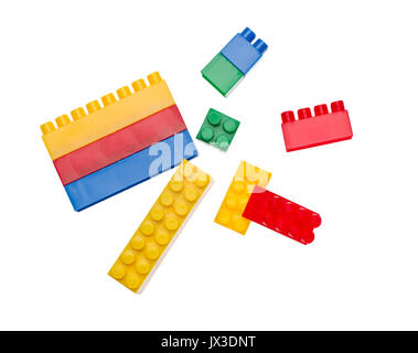 Briques de couleur toy isolated on white Banque D'Images