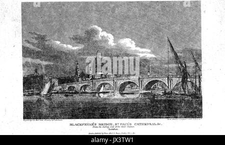 Brayley(1820) p3 043 Blackfriars Bridge, la Cathédrale St Paul, etc Banque D'Images