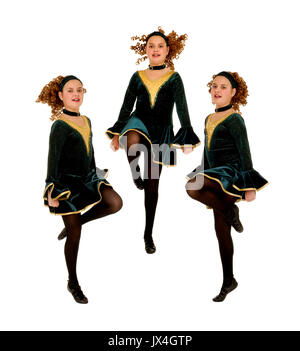 Des composites ou Irlandais Celtic Dance Routine Trio Banque D'Images