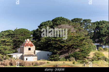 Vieux grenier dans les terres agricoles. Phillip Island, Victoria, Australie Banque D'Images