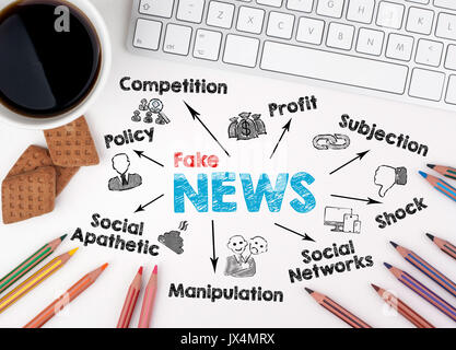 Fake News Business concept. Bureau blanc 24. Banque D'Images