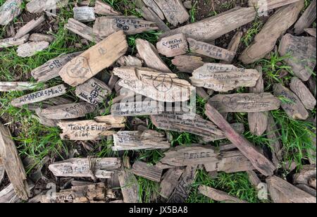 Bethel, New York, USA. 14Th Aug 2017. Le musée au Bethel Woods, situé sur le site de la 1969 Festival de Woodstock, raconte l'esprit de l'époque de la décennie qui a conduit jusqu'à la fête de la musique historique où un demi-million de personnes se sont réunis pour trois jours de paix, d'amour et de la musique. 15 août 2017 marque le 48e anniversaire de Woodstock. Crédit : Brian Cahn/ZUMA/Alamy Fil Live News Banque D'Images