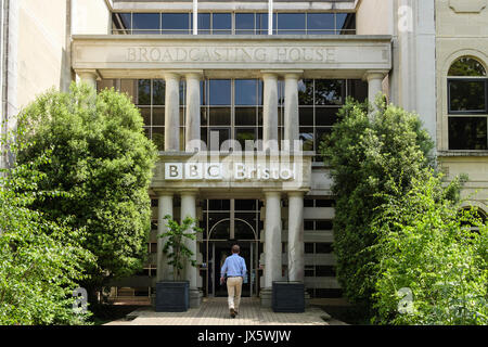 BBC Broadcasting House porte d'entrée. Whiteladies Road, Bristol, Avon, Angleterre, Royaume-Uni, Grande Bretagne. L'unité d'histoire naturelle des maisons. Banque D'Images