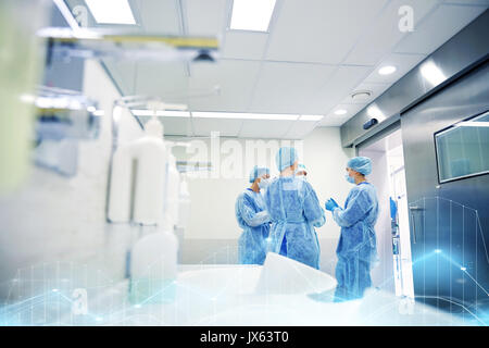 Groupe des chirurgiens en salle d'opération à l'hôpital Banque D'Images