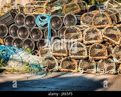 Les casiers à homard le port de Westport dans l'ouest de l'Irlande Banque D'Images