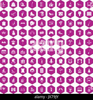 100 icônes d'Hexagon violet Illustration de Vecteur