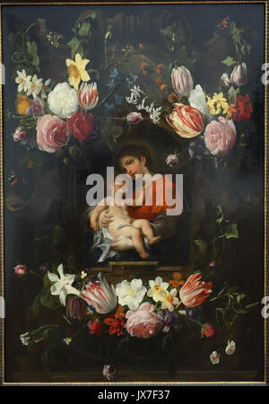 Guirlande de fleurs avec la Madone et l'enfant, par Daniel Seghers et Cornelis Schut, 17e siècle, huile sur panneau National Museum of Western Art, Tokyo DSC08159 Banque D'Images