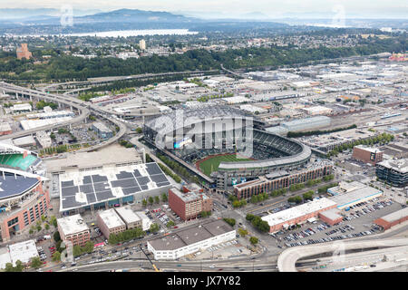 Vue aérienne de Safeco Field Stadium, Seattle, Washington State, USA Banque D'Images