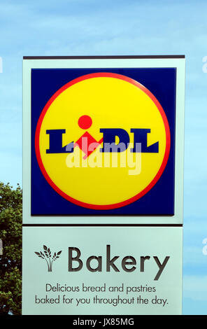 LIDL, Lidl, Lidl, supermarché, chaîne, boutique, shopping, magasin, signe, England, UK, boulangerie, supermarchés, magasins, signes, Anglais Banque D'Images