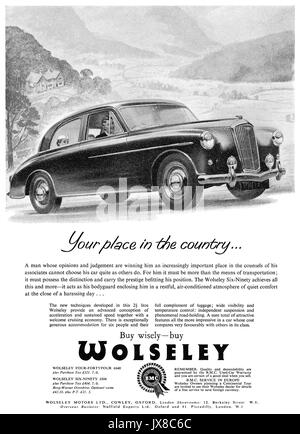 1956 La publicité pour l'Six-Ninety Wolseley motor car. Banque D'Images
