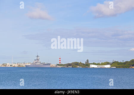 Pearl Harbor Lieux historiques nationaux. Panorama de l'USS Arizona Memorial à Pearl Harbor, Hawaii. Banque D'Images