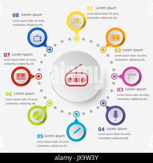 Infographic template avec icônes de divertissement, stock vector Illustration de Vecteur