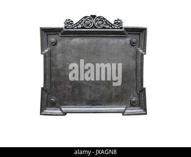 Ancienne plaque de métal blanc isolé sur fond blanc Banque D'Images