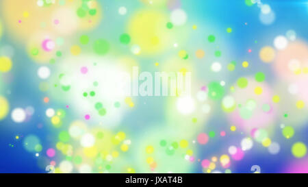 Rendu 3D passionnant de particules colorées sur un fond bleu clair avec la projection des lieux blanc. L'établissement encourage pour une blague et hilariou Banque D'Images