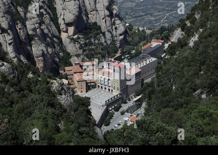 Montserrat.abbaye bénédictine.Santa Maria de Montserrat près de Barcelone..Catalogne.Espagne.vue aérienne Banque D'Images