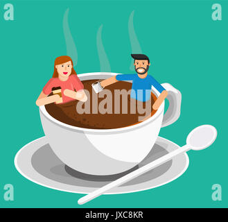 Réunion du café dans une tasse de café , illustration graphique de vecteur à utiliser background Banque D'Images