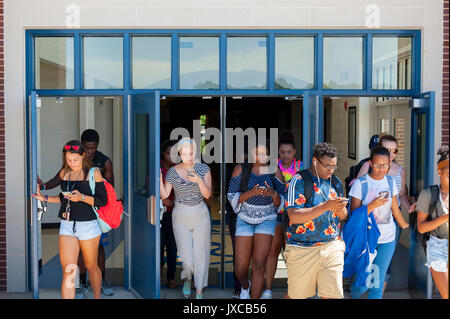 Enfants adolescents toxicomanes et à regarder leur téléphone Banque D'Images