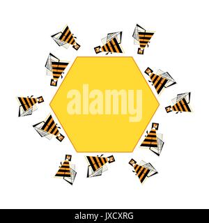 Beez pour texte. Nid d'abeille et abstrait vecteur bannière. Infographie bezzy stylisé élément. Illustration de Vecteur