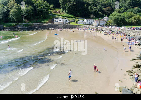 Marée basse à North Sands Beach à Salcombe, Devon Banque D'Images