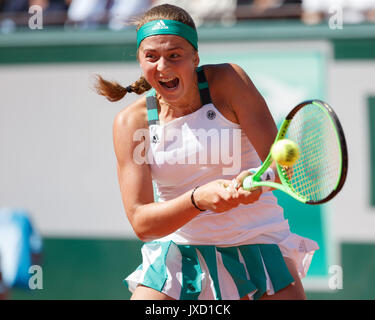 Jelena Ostapenko (LAT) en action à l'Open de France 2017 Banque D'Images