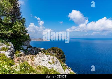 Magnifique vue panoramique depuis le château de Kritinia - Kastellos, l'île de Rhodes, Grèce Banque D'Images