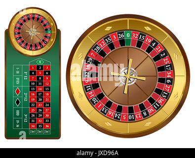 La roue de roulette de style européen et le tableau vector illustration Illustration de Vecteur