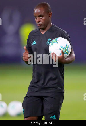 L'entraîneur adjoint du Real Madrid Hamidou Msaidie au cours de la Super Coupe de l'UEFA match à la Philip II Arena, Skopje, Macédoine. Banque D'Images