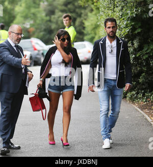 Fabresgas Cesc et Daniella Semaan arrivant à Wimbledon avec Cesc Fabregas : Daniella Semaan, où : London, Royaume-Uni Quand : 16 Juil 2017 Credit : Rocky/WENN.com Banque D'Images