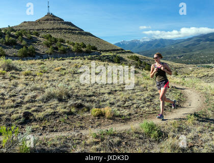 Les glissières de la concurrence dans l'Fibark sentier Festival ; run ; Salida Colorado ; USA Banque D'Images