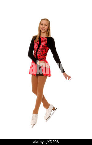 La patineuse artistique adolescents pose en costume Solo Banque D'Images